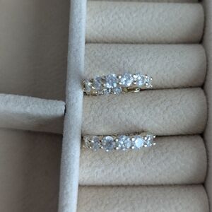 925 Vermeil Crystal Hoop Earrings - Clear Stones